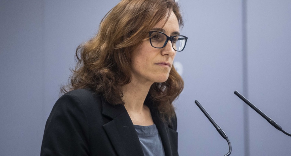 Mónica García, ministra de Sanidad, en la rueda de prensa posterior al ConsejoInterterritorial del Sistema Nacional de Salud (CISNS), que ha aprobado este viernes el Plan de Acción contra el Suicidio 2025-2027.